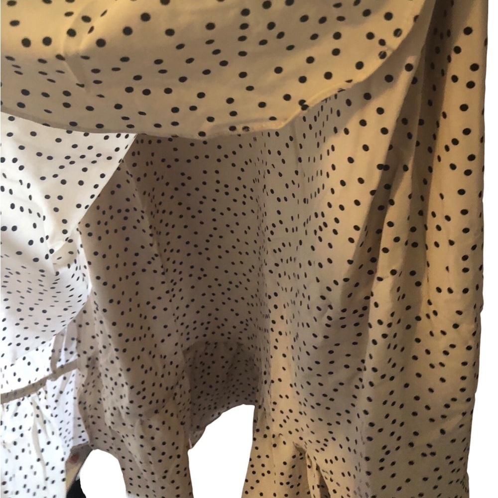 Polka Dot Print Ruffle MiniWrap Dress with Belt, Size XL - Picture 4 of 7